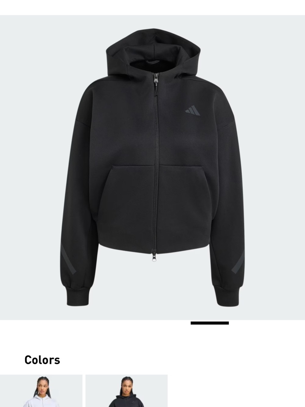 adidas Z.N.E. Cropped Full Zip Sweatshirt Black XS